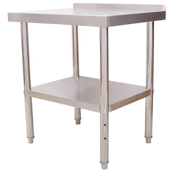 Prep Table, Stainless Steel Commercial Workstation with Backsplash and Adjustable Undershelf, 440lbs Load Capacity, 30 x 24 x 35.5 Inch, Silver Heavy Duty Table for Kitchen Restaurant