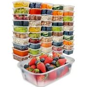 PrepNaturals 50 pack Plastic Food Storage Container 25 Oz 100% BPA-free - Reusable Plastic Containers with Lids