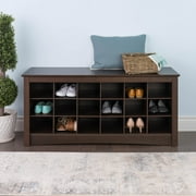 Prepac 18 pair Shoe Storage Cubby Bench, Espresso