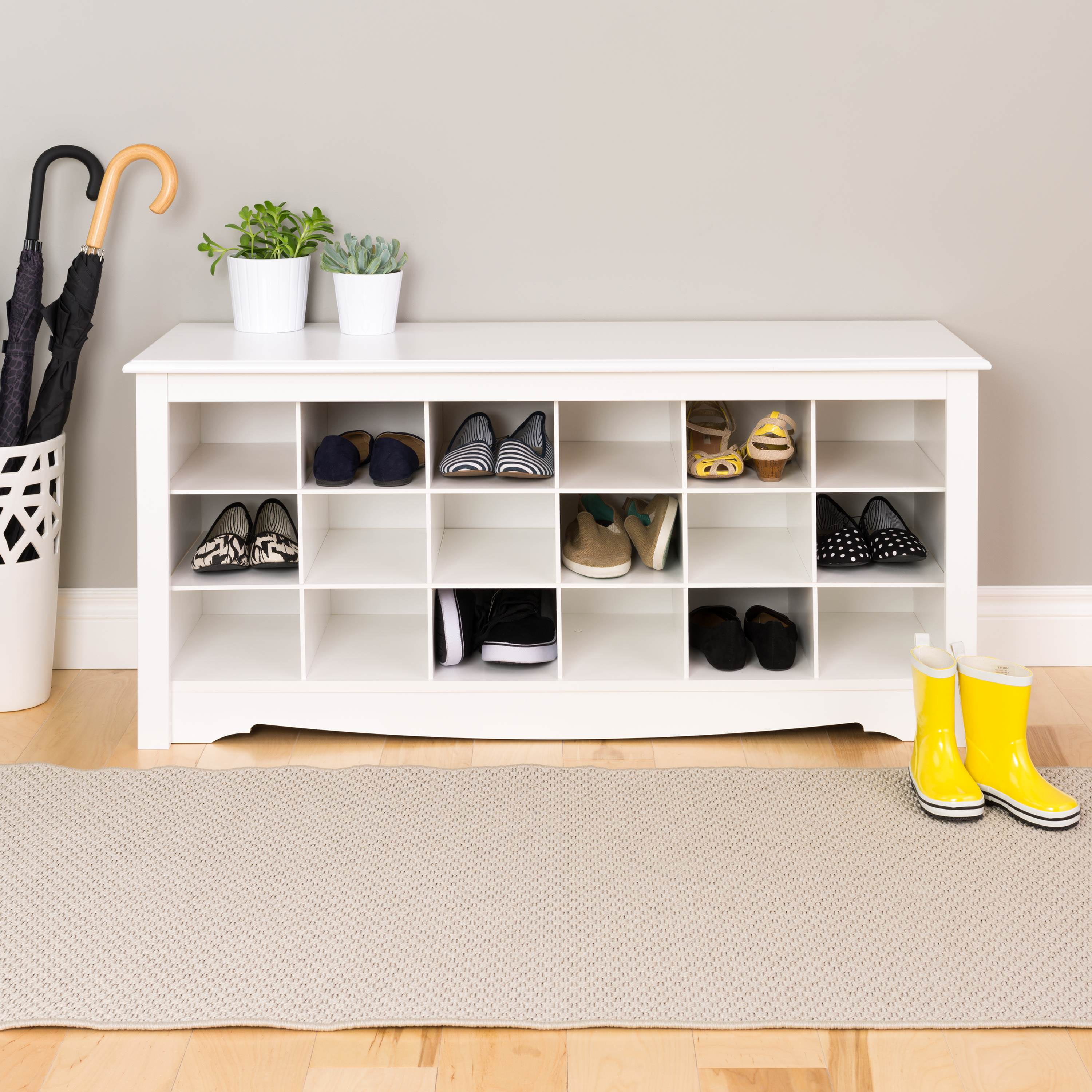 Prepac Shoe Storage Cubbie Bench White