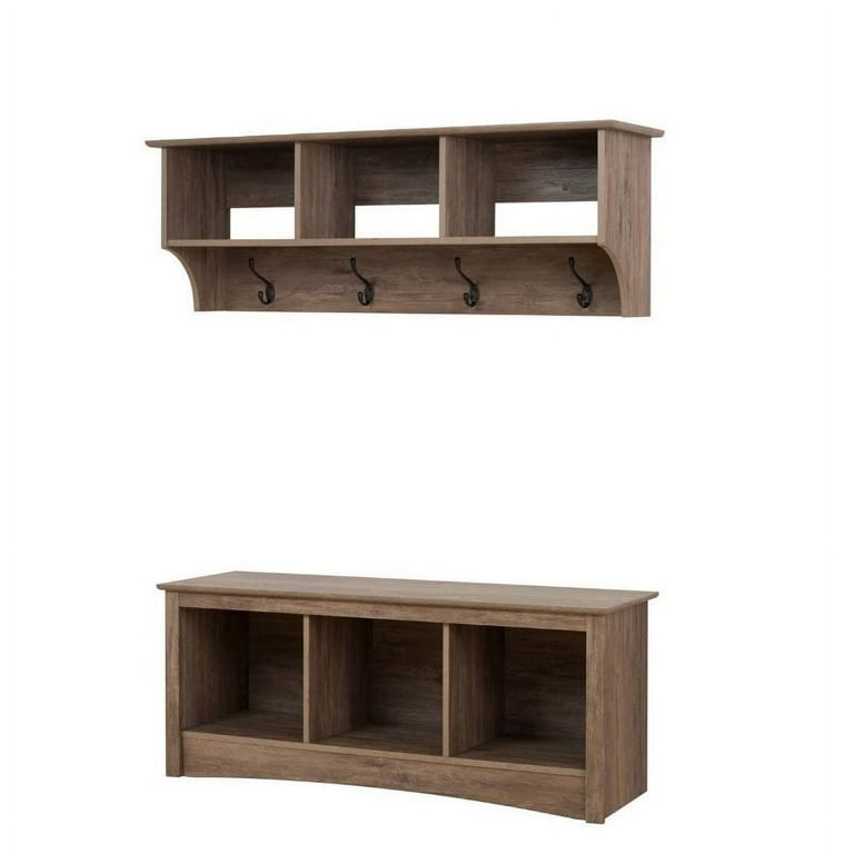 Prepac 2 Piece Entryway Set in Drifted Gray Storage Organizer Hall Shoe Furniture for Small Spaces Walmart
