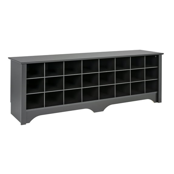 Prepac 24 pair Shoe Storage Cubby Bench, Black