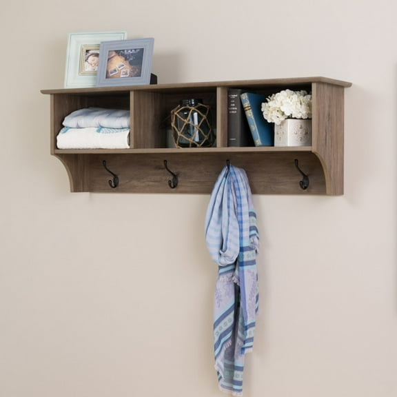 60" Wide Hanging Entryway Shelf, Drifted Gray