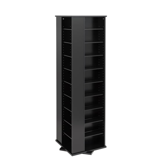 Prepac 64" 4-Sided CD DVD Spinning Media Storage Tower in Black