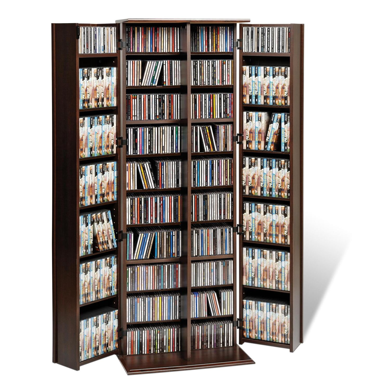 Espresso Shaker Style Locking Media Storage Cabinet with Adjustable Shelves