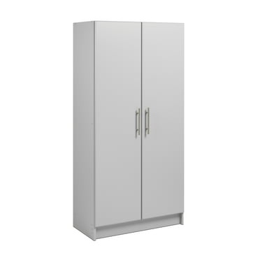 Prepac Adjustable Shelves Cabinet - Functional Tall Garage Table, 16"D x 32"W x 65"H Freestanding Garage Cabinet with 2-Doors, Light Gray - GES-3264