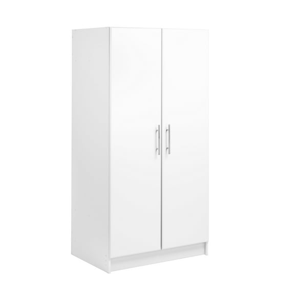 Prepac Armoir, Elite 32"W x 35"H x 20"D White Wardrobe Closet & Cabinet - Functional Clothes Storage with Hanging Rail, Armoire Wardrobe - WEW-3264