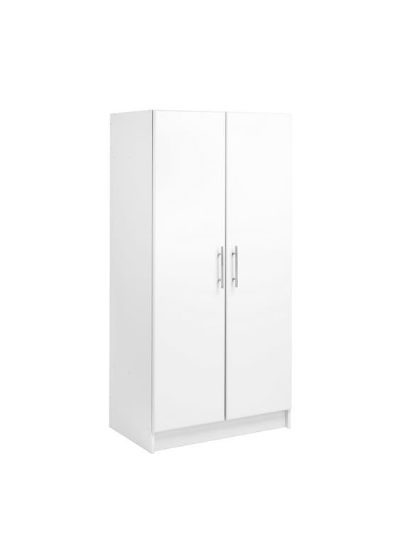 Prepac Armoir, Elite 32"W x 35"H x 20"D White Wardrobe Closet & Cabinet - Functional Clothes Storage with Hanging Rail, Armoire Wardrobe - WEW-3264