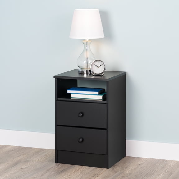 Prepac Astrid 2-Drawer Nightstand, Deep Black