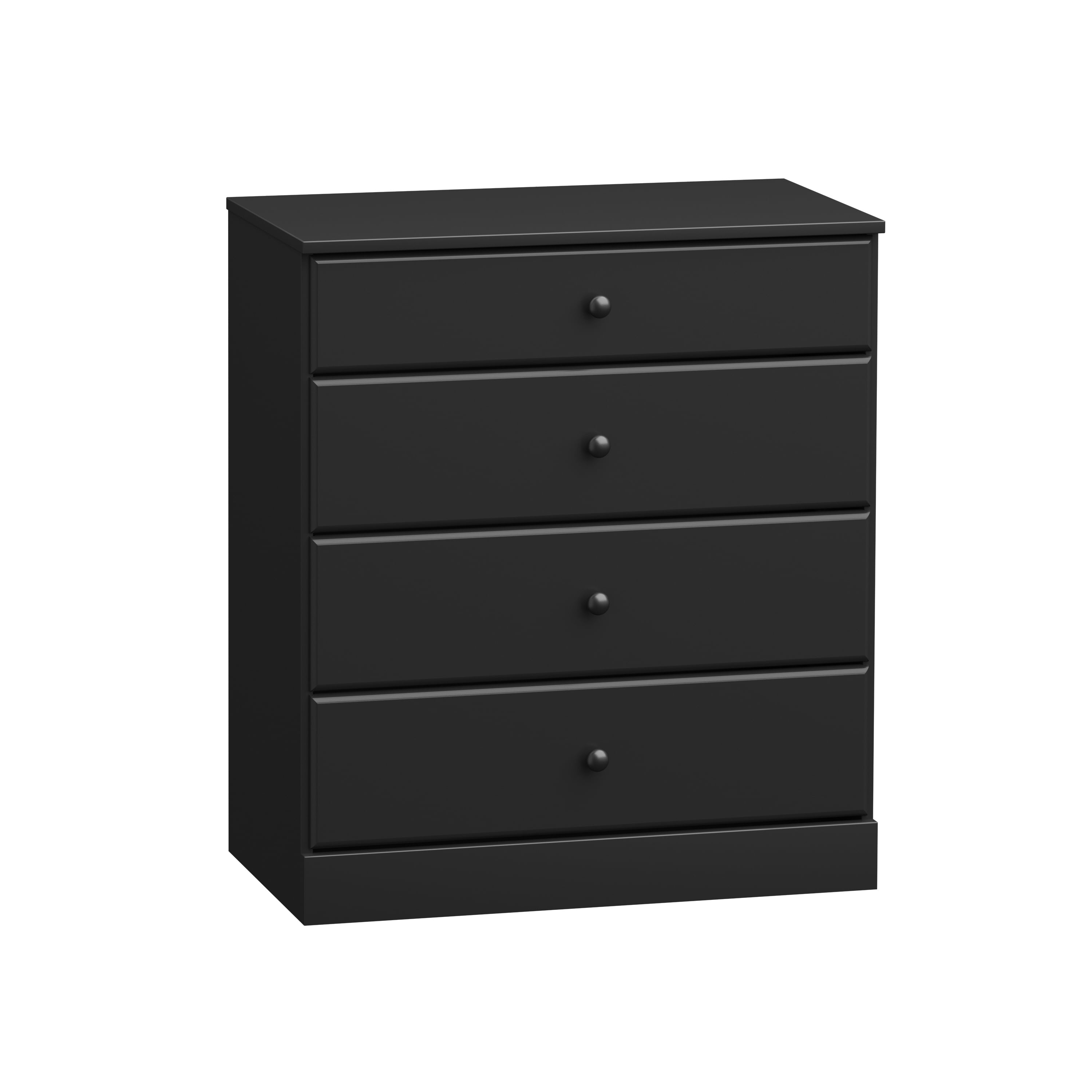 Astrid Sleek Black 4-Drawer Dresser with Solid Wood Knobs