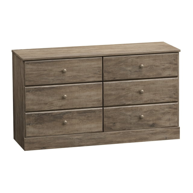 Prepac Astrid 6-Drawer Double Dresser, Drifted Gray