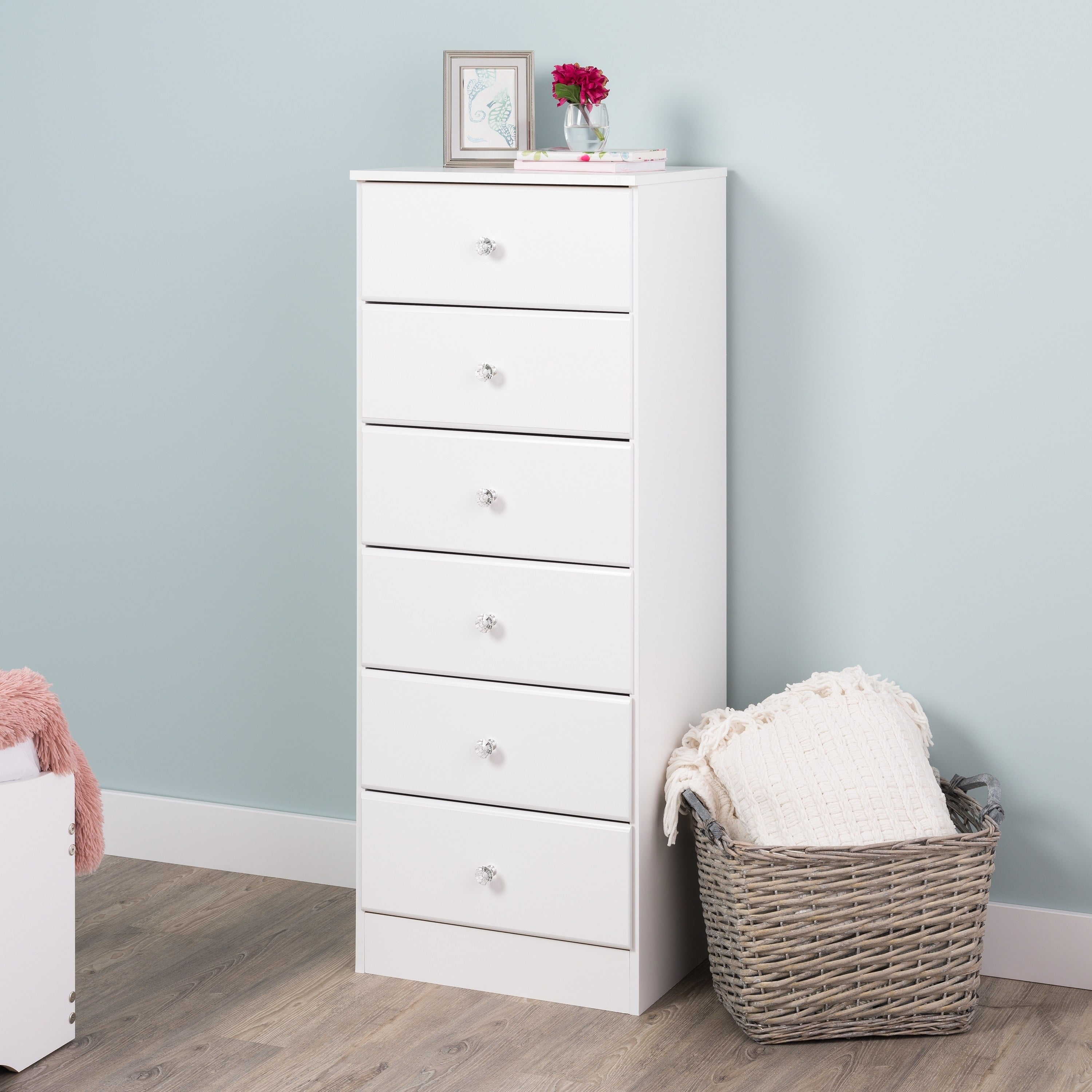 Astrid Crystal White 6-Drawer Contemporary Tall Chest