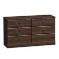 thumbnail image 1 of Prepac Astrid 6 Drawer Wooden Double Dresser, 15.5" x 47.5" x 26.85", Espresso, 1 of 11