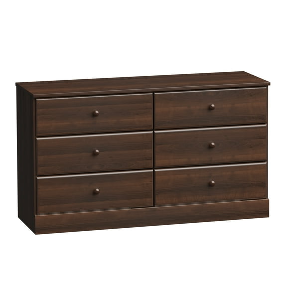 Prepac Astrid 6 Drawer Wooden Double Dresser, 15.5" x 47.5" x 26.85", Espresso