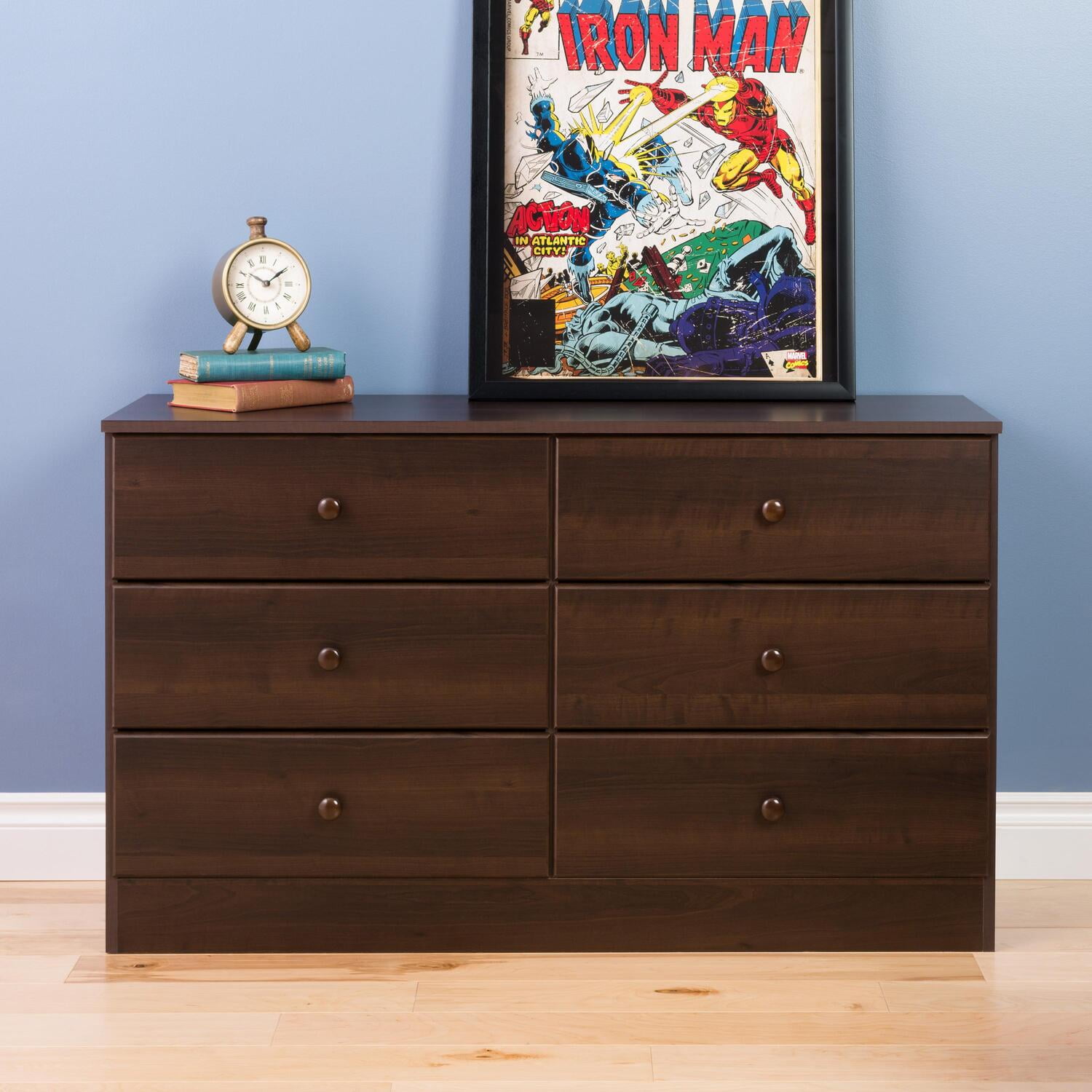 Espresso 55'' Horizontal Double Dresser with Extra Deep Drawers