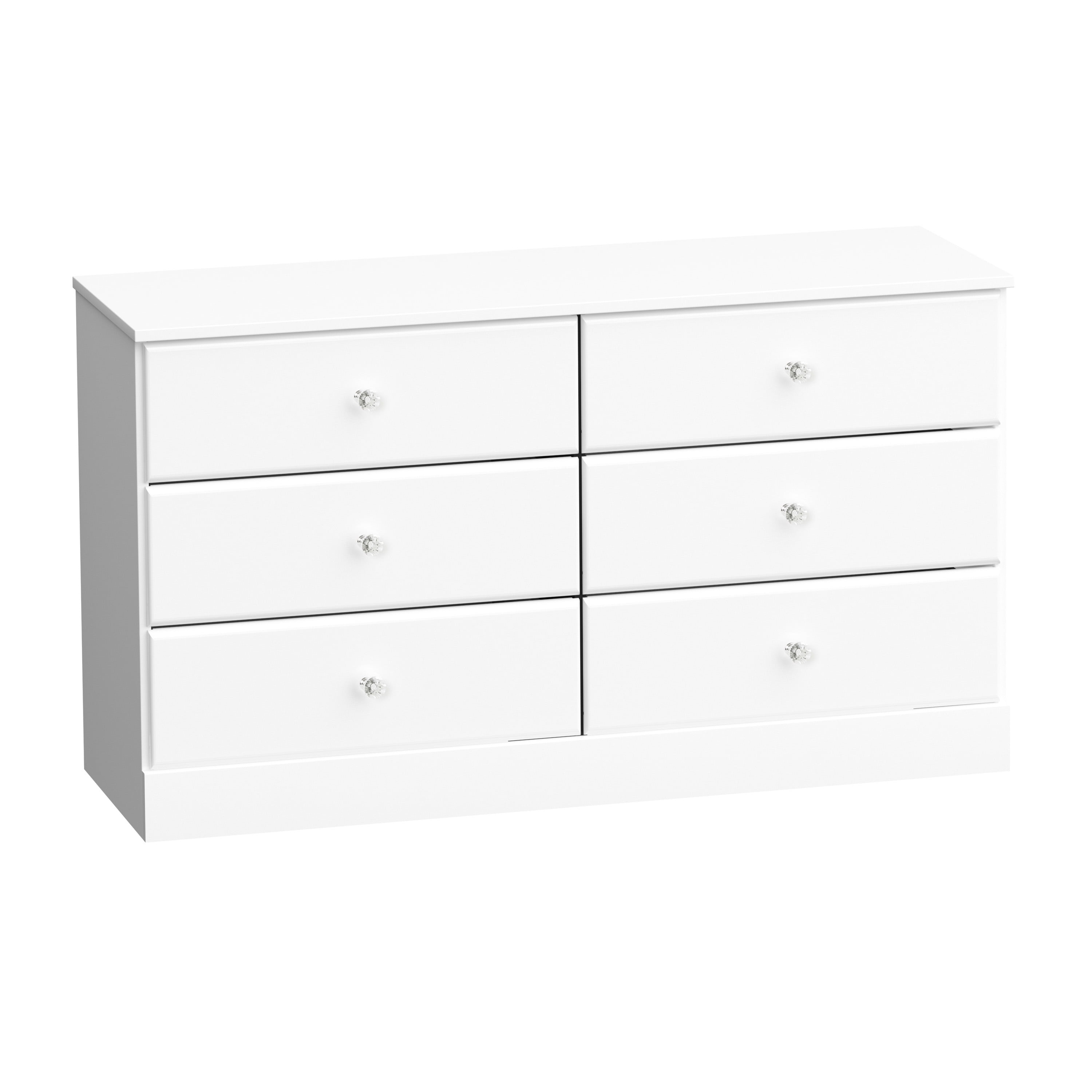 Crystal White Double Dresser with Extra Deep Drawers and Roller Glides