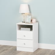 Prepac Astrid Modern Bedroom Nightstand, 2-Drawer, Crystal White
