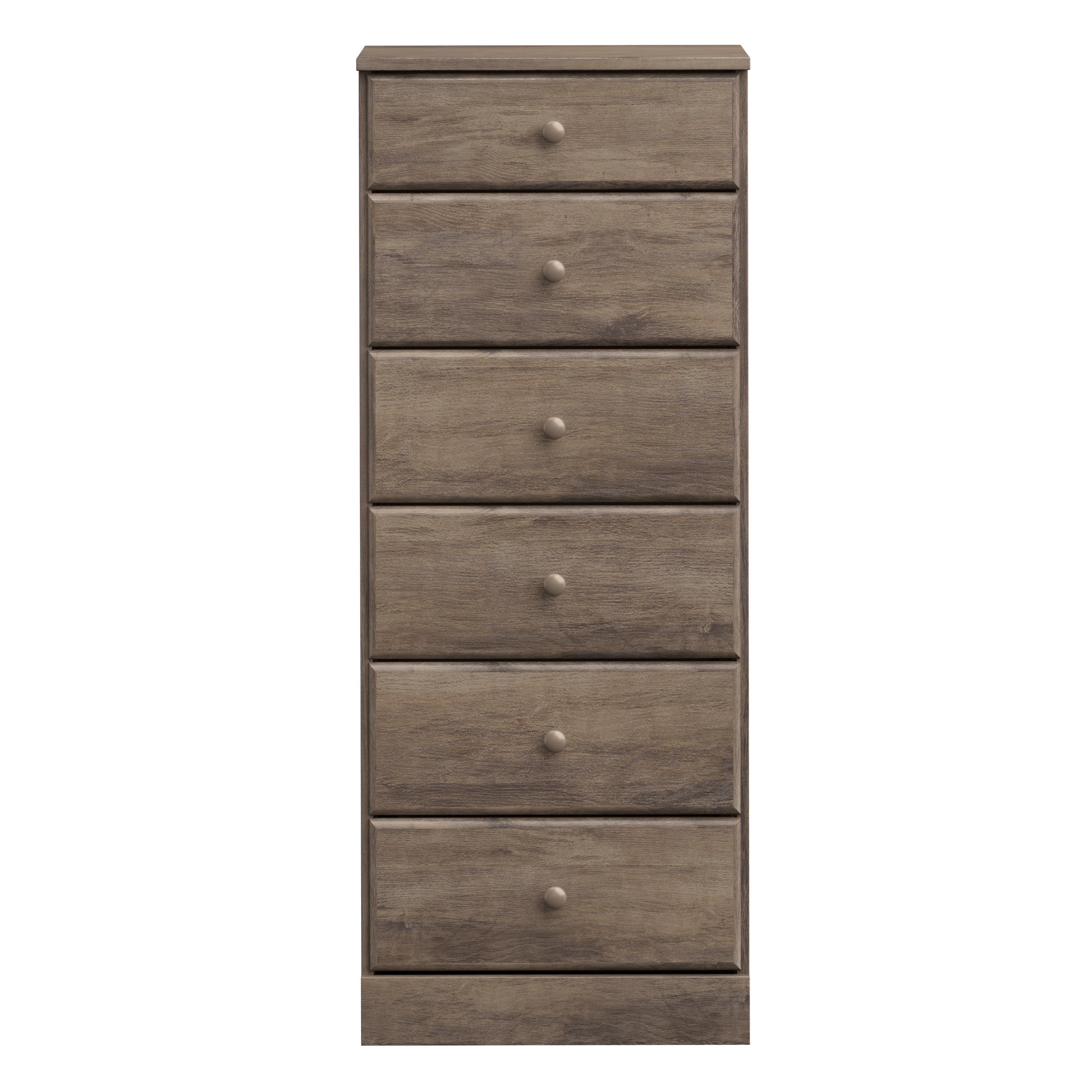 Astrid Drifted Gray Tall 6-Drawer Dresser with Acrylic Knobs