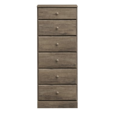 Prepac Astrid Tall Gray Dresser, 6-Drawer Chest for Bedroom, Great for Adults & Narrow Spaces 16.5"D x 19.75"W x 50"H