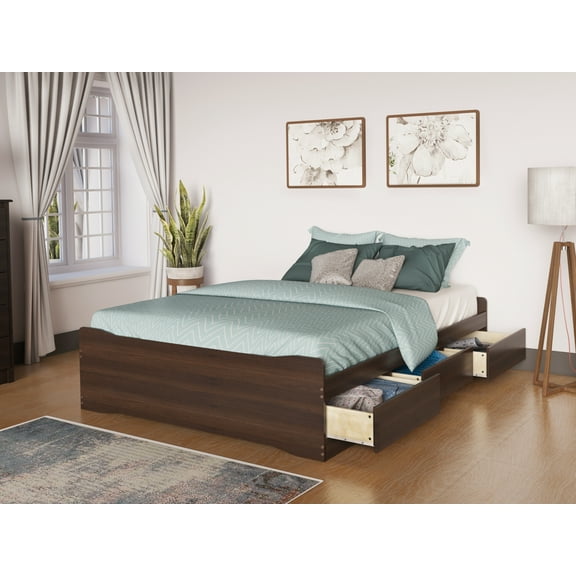 Prepac Coal Harbor Mate’s Platform Storage Bed with 6 Drawers, Queen, Espresso