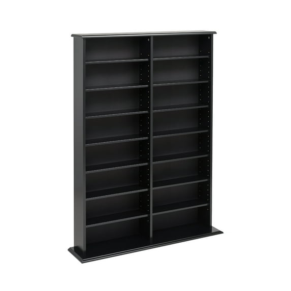Prepac Double Width Media Storage Cabinet, Adjustable Shelves, Wall Unit, Various Colors