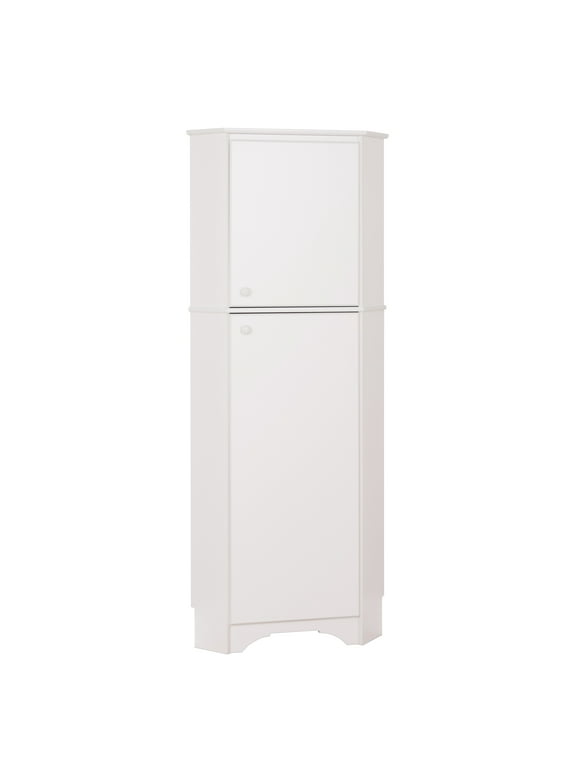 Prepac Elite 29.25" Corner Cabinet with Two Doors, Tall White Storage Cabinet, Corner Cabinet with Doors, Corner Bathroom Cabinet 18.75" D x 29.25" W x 72" H, WSCC-0605-1