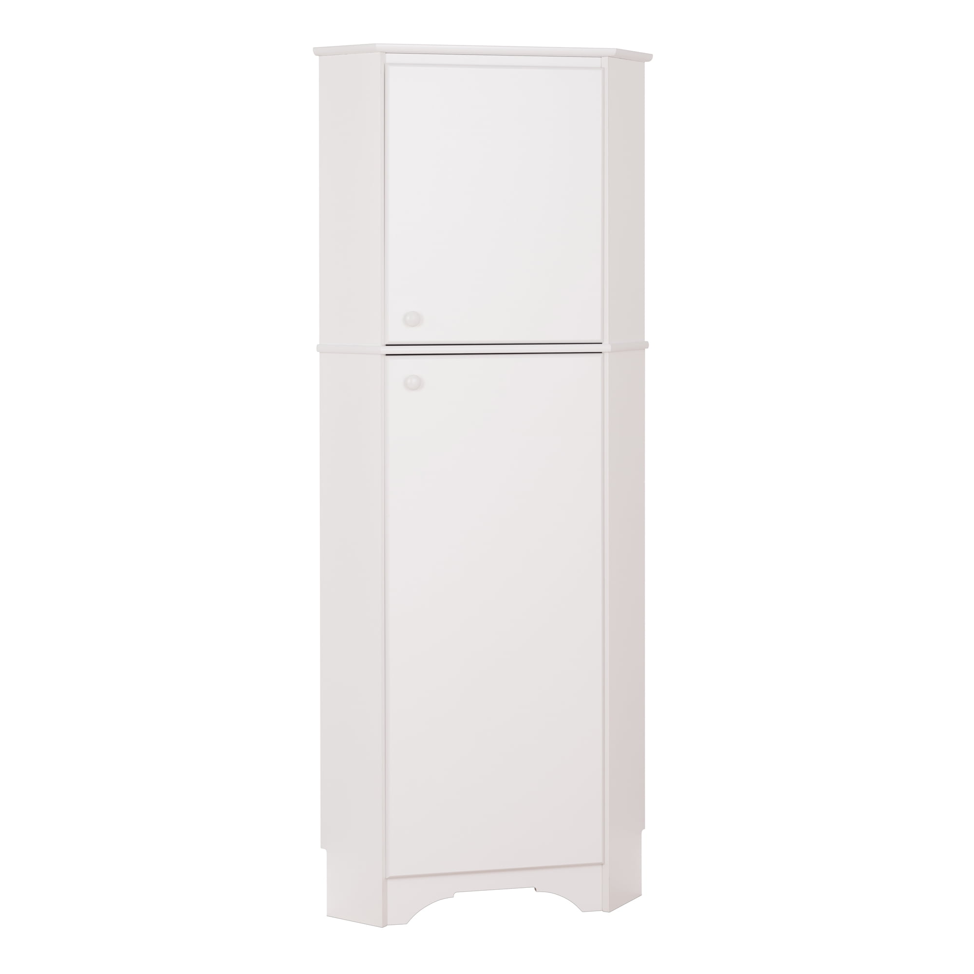 Elite Tall White Freestanding Corner Storage Cabinet with Adjustable Shelving