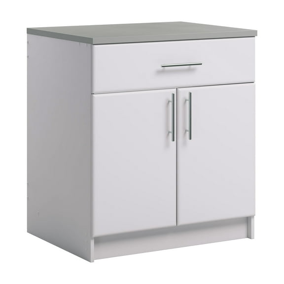 Prepac Elite 36" Tall Storage Cabinet with Doors and Shelves, Multipurpose Garage Cabinet with Large Drawer and Adjustable Shelf, Open Back Storage Furniture for Kitchen, Laundry Room, Garage, White