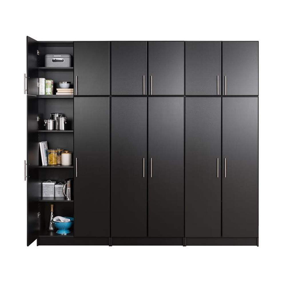 Elite 96" Black Laminated Composite Wood Storage Cabinet Set