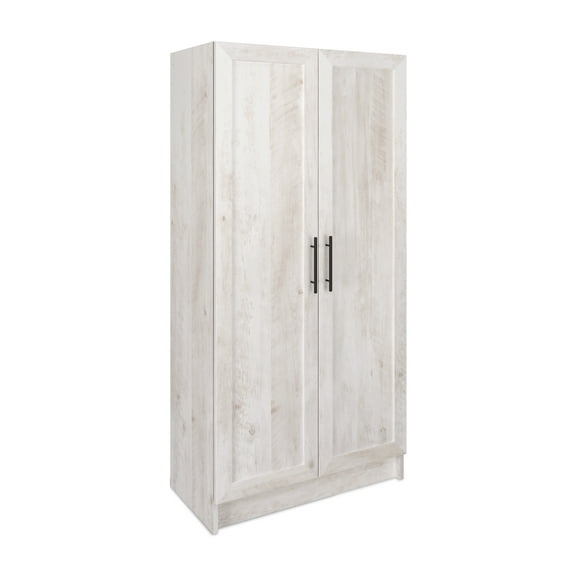 Prepac Elite Accent Cabinet with Panel Doors, Rustic White Storage Cabinet, Bathroom Cabinet, Pantry Cabinet with 3 Shelves 16.75" D x 32" W x 65" H, ASCR-1001-1