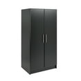 thumbnail image 1 of Prepac Elite Armoire Armoir Wardrobe Closet - Black 32"W x 35"H x 20"D Cabinet for Functional Clothes Storage with Hanging Rail - BEW-3264, 1 of 13