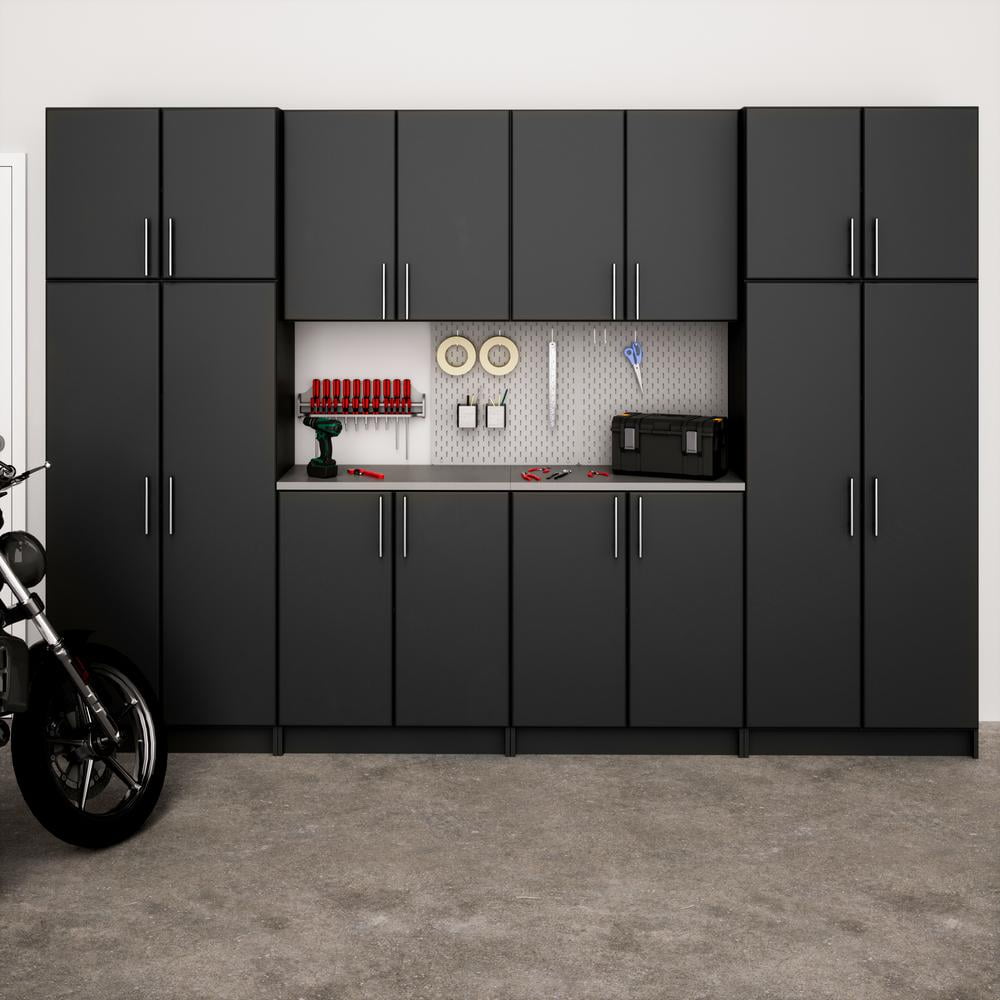 Black Freestanding 8-Piece Storage System with Adjustable Shelving