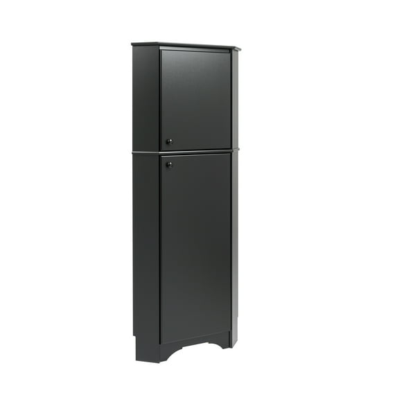Prepac Elite Tall 2-Door Corner Storage Cabinet, Black