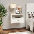 thumbnail image 1 of Prepac Floating Bedroom Modern 1-Drawer Nightstand with Open Shelf, White, 1 of 16
