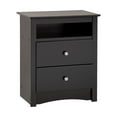 thumbnail image 1 of Prepac Fremont 2 Drawer Bedroom Nightstand with Open Shelf, 23.25" W x 16" D x 28" H, Black, 1 of 14