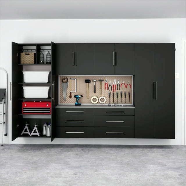 Prepac HangUps 120" Storage Cabinet Set I, 6 Pieces, Black