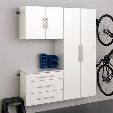 Prepac HangUps 3 Piece 60" Wall Mounted Garage Cabinet Set in White