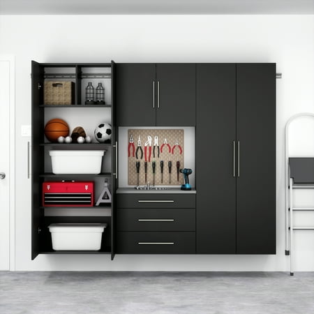 Prepac HangUps 90" Storage Cabinet Set G, 4 Pieces, Black