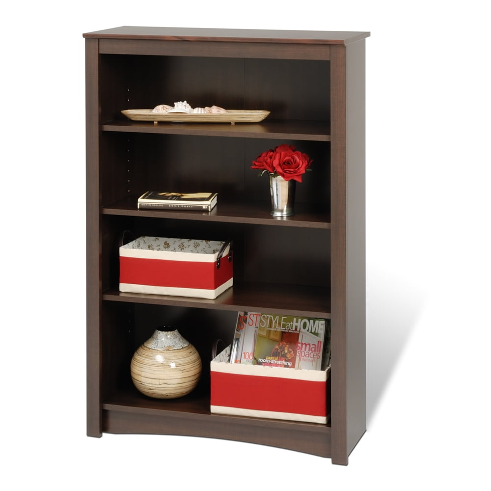 Espresso Adjustable 4-Shelf Deluxe Wood Bookcase