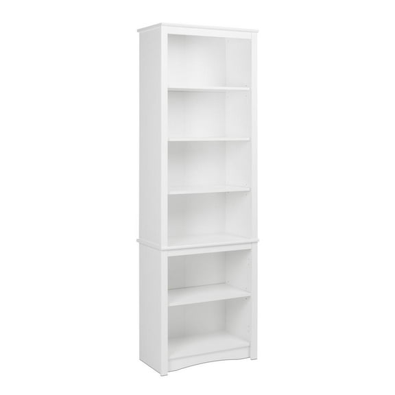 Prepac Home Office Modern 80" Tall Bookcase with Adjustable Shelves, White