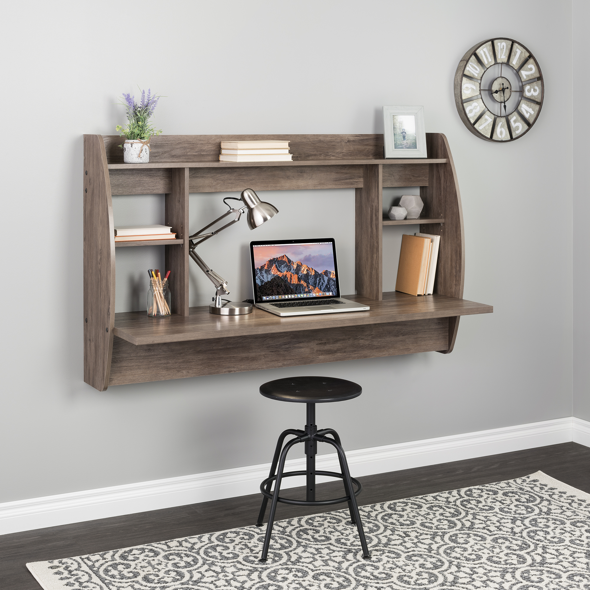 Prepac Home Office Modern Workstation 58" Wide Floating Desk, Drifted Gray - image 1 of 7