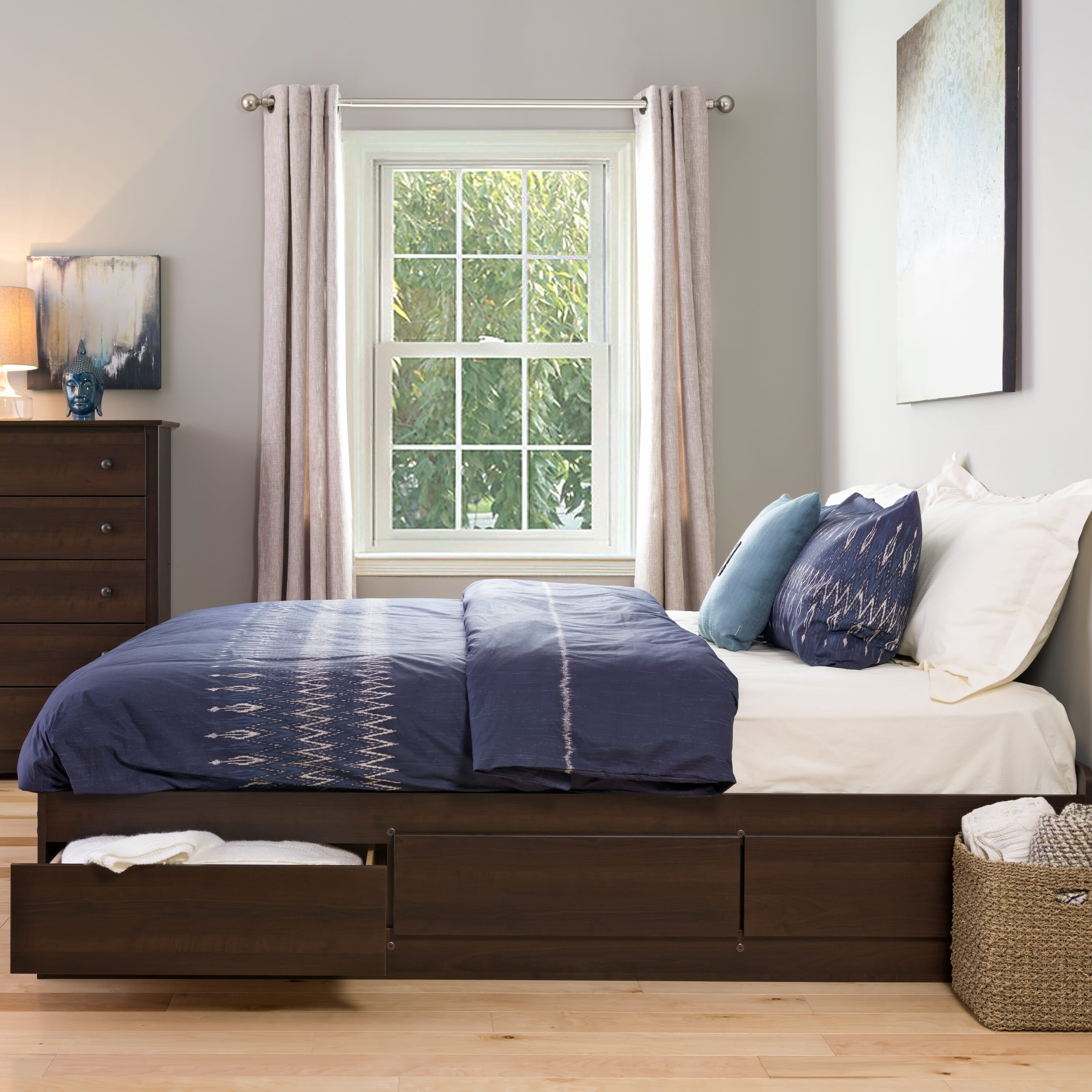 Prepac King Mate's Platform Storage Bed with 6 Drawers, Espresso