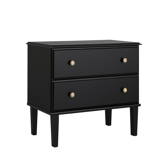 Prepac Lux Nightstand Bedside Table, Black Nightstand for Bedroom, End Table with 2 Drawers 16"D x 27.75"W x 25"H, BDNR-2302-1