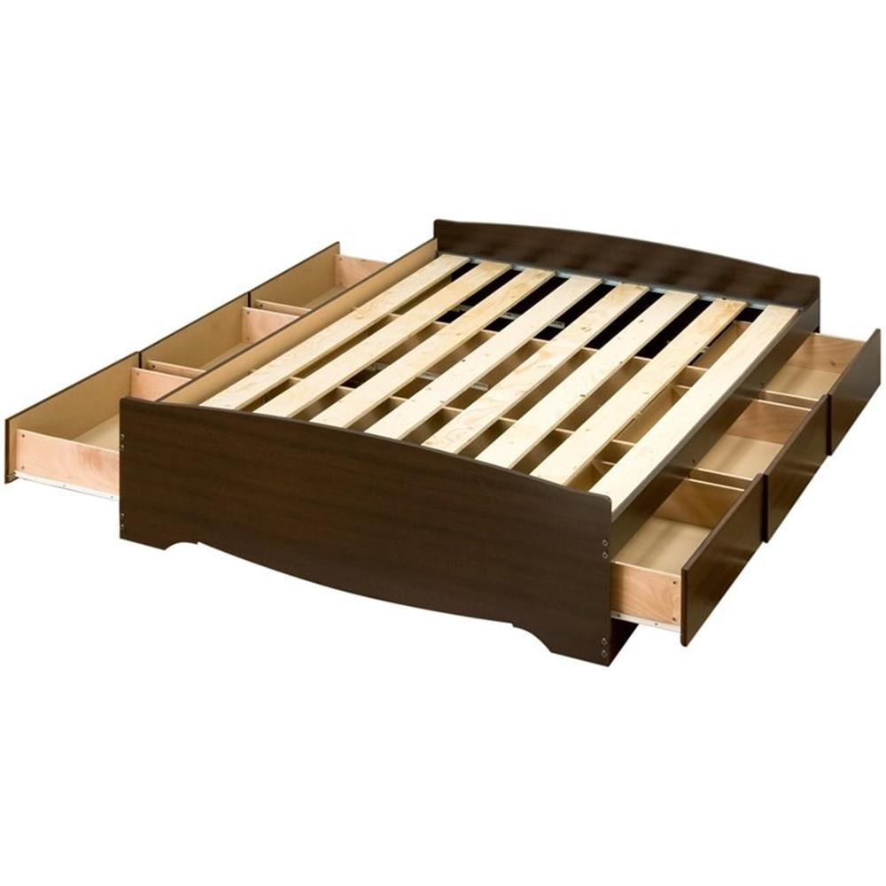 Espresso King Platform Storage Bed with 6 Drawers