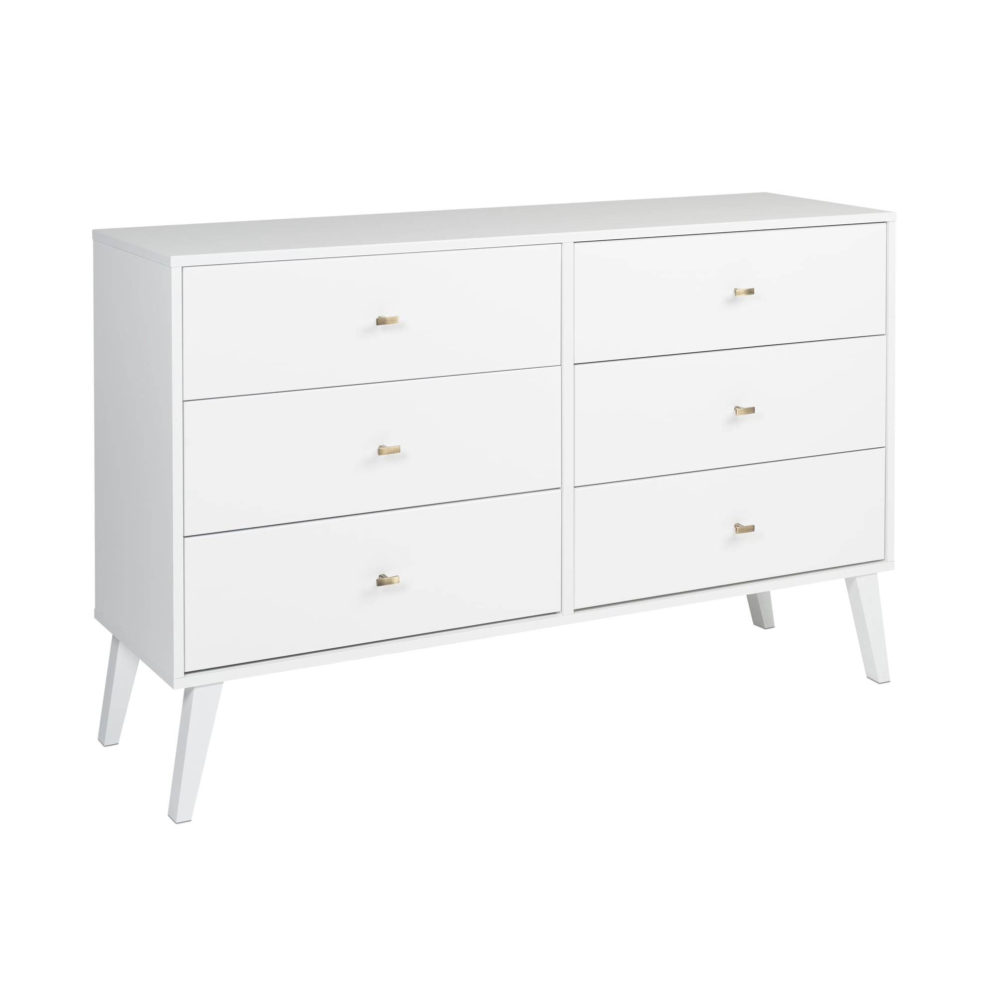 prepac milo mid century modern 6 drawer double dresser Prepac Milo Dresser, Natural Oak Dresser for Bedroom, Chest of Drawers with 6 Drawers 16"D x 52.5"W x 33"H, ODBR-1406-1-S