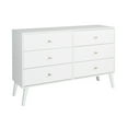 thumbnail image 1 of Prepac Milo Mid-Century 6 Drawer Wooden Double Dresser, 16.75" x 52.5" x 33", White, 1 of 11