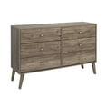 thumbnail image 1 of Prepac Milo Mid-Century 6 Drawer Wooden Dresser, 16.75" x 52.5" x 33", Drifted Gray, 1 of 11