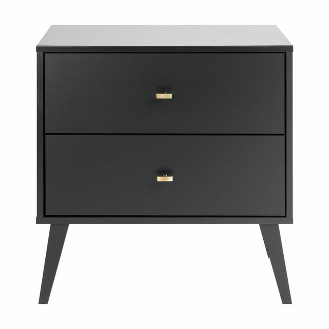 Prepac Milo MidCentury Modern 2Drawer Nightstand, 16"D x 25"W x 25"H