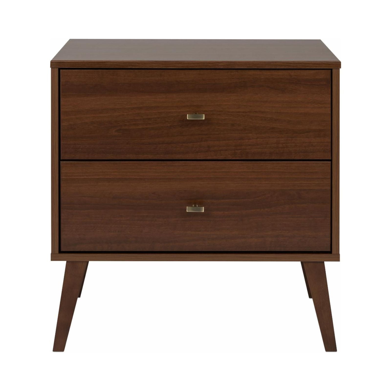 Mid-Century Modern Cherry 2-Drawer Wide Nightstand