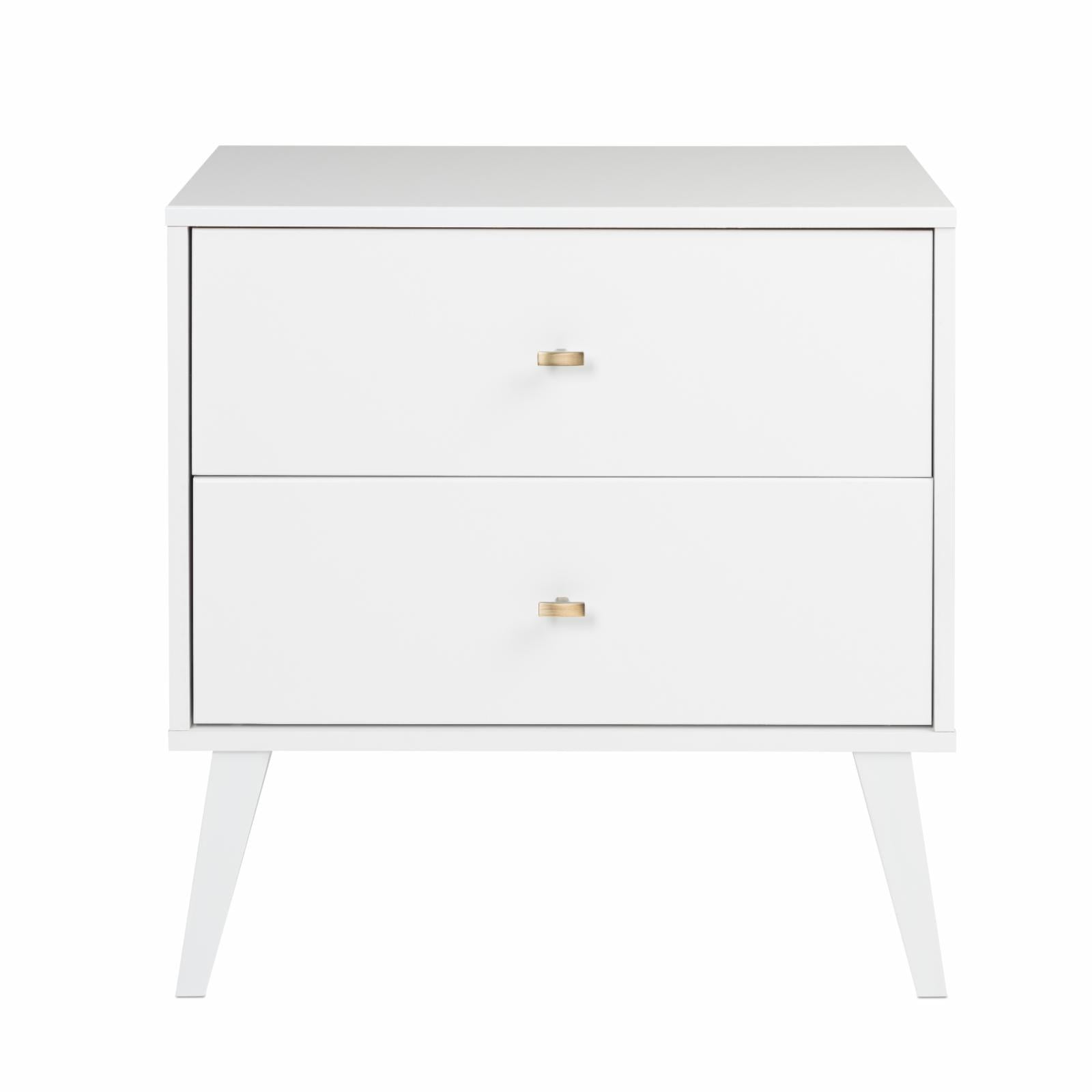 Milo Mid-Century Modern White 2-Drawer Nightstand